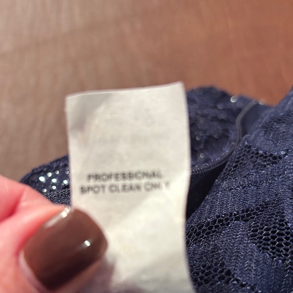 B Darlin Midnight Blue Lace Long Sleeve Dress - Picture 9 of 9